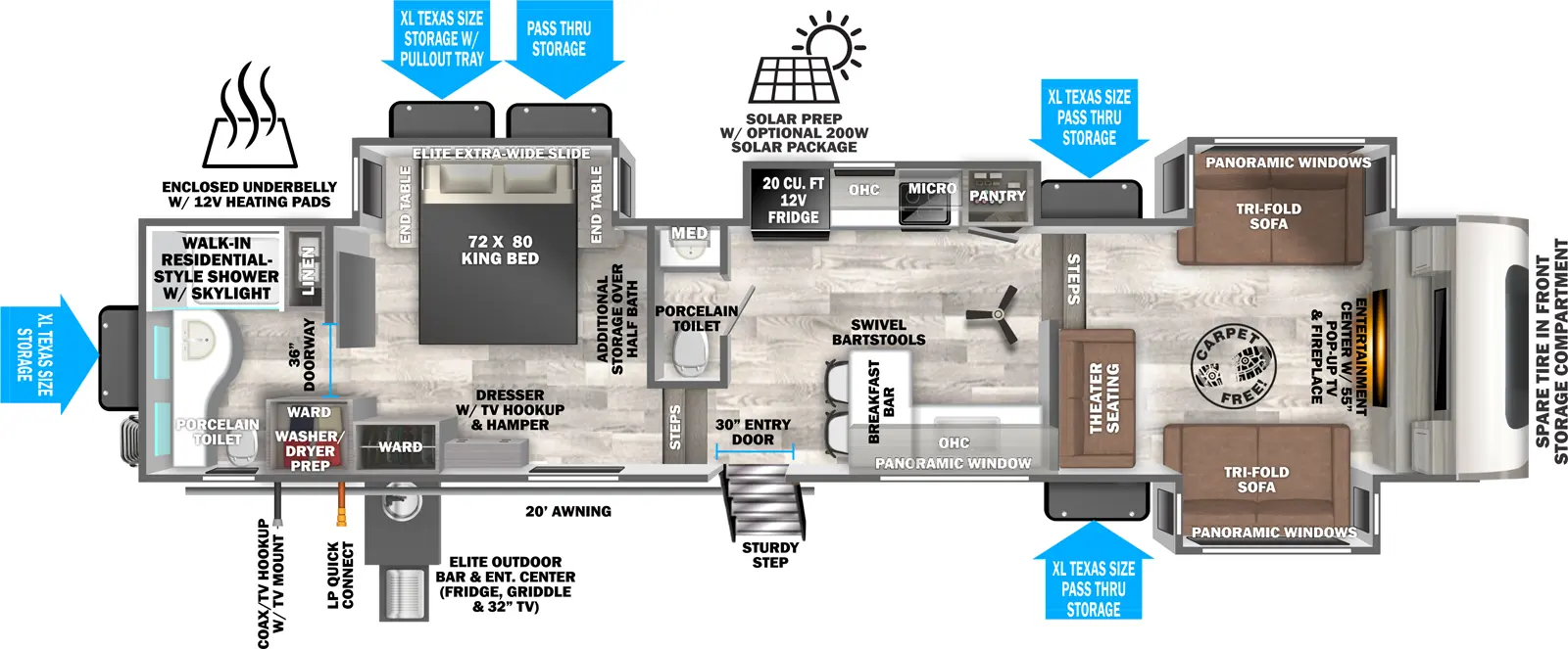 Hemisphere Fifth Wheels 36FL Floorplan